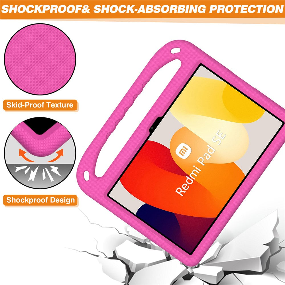 For Xiaomi Redmi Pad SE Case Hand Grip EVA Tablet Kickstand Cover - Rose