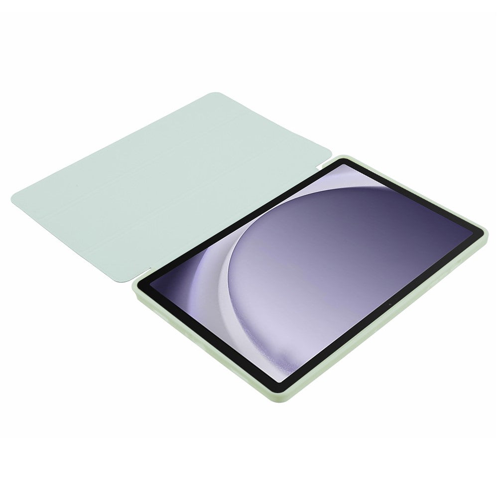 For Samsung Galaxy Tab A9+ Tri-fold Stand Cover PU Leather Honeycomb Texture Tablet Case - Light Green