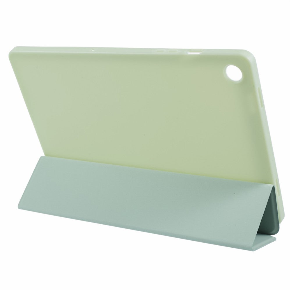 For Samsung Galaxy Tab A9+ Tri-fold Stand Cover PU Leather Honeycomb Texture Tablet Case - Light Green
