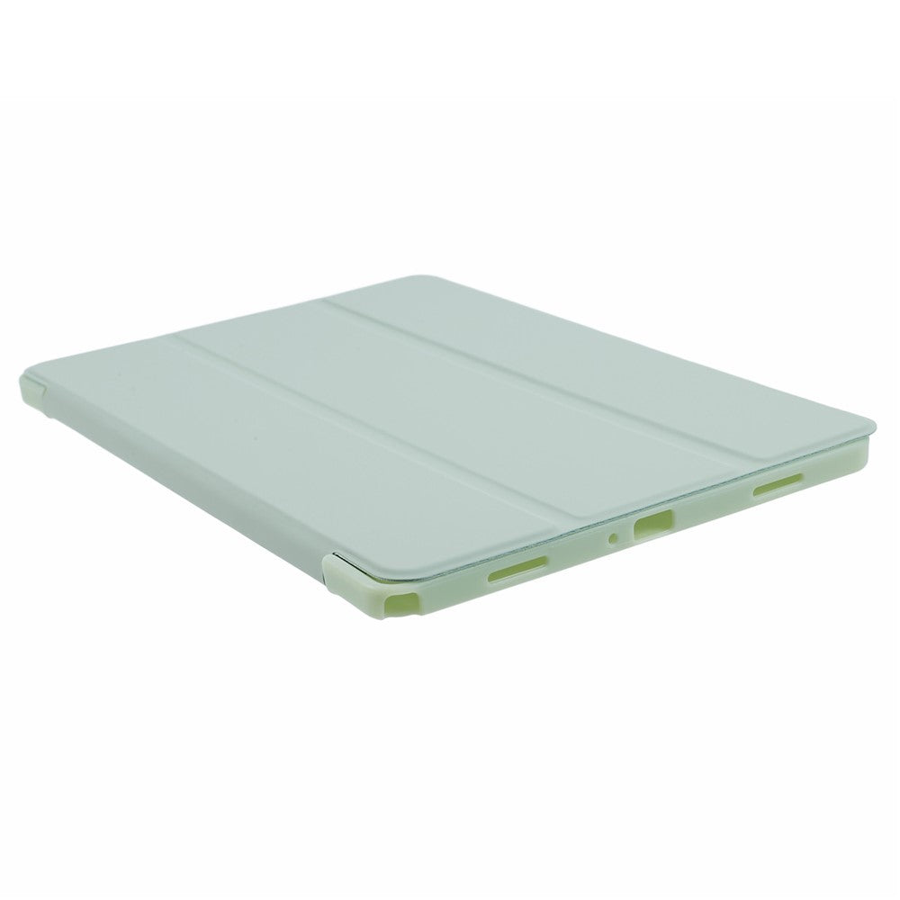 For Samsung Galaxy Tab A9+ Tri-fold Stand Cover PU Leather Honeycomb Texture Tablet Case - Light Green