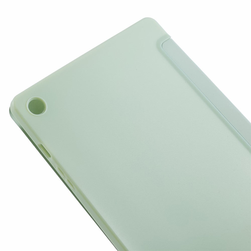 For Samsung Galaxy Tab A9+ Tri-fold Stand Cover PU Leather Honeycomb Texture Tablet Case - Light Green