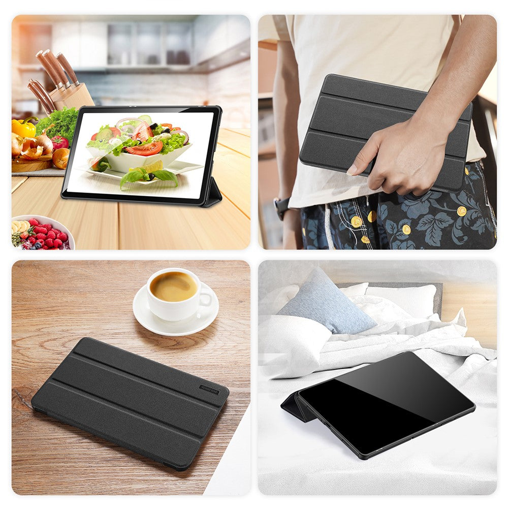 for Samsung Galaxy Tab S10 Lite / S10 FE / Tab S9 FE Case Tri-Fold Stand Leather Smart Folio Tablet Case - Black