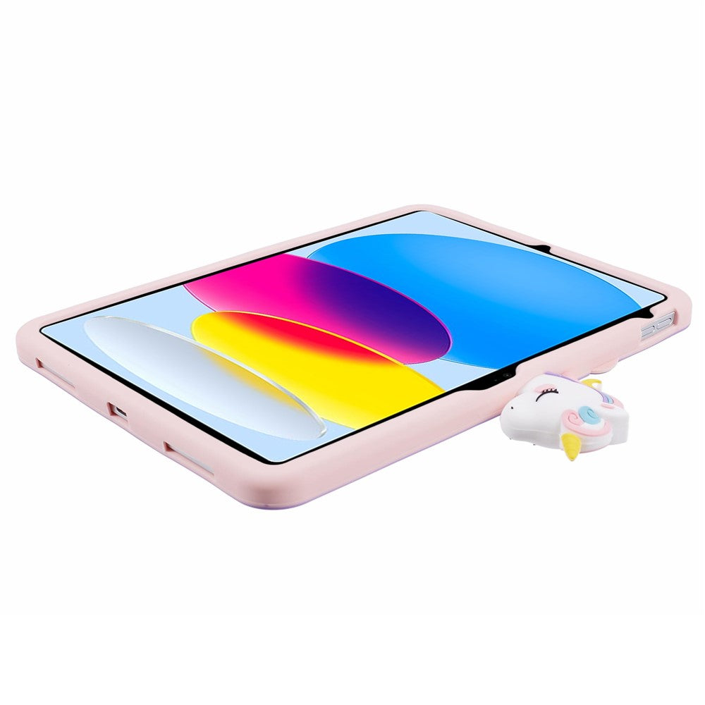 For iPad (2025) / 10.9 (2022) Silicone Case Rotation Kickstand Horse Tablet Cover