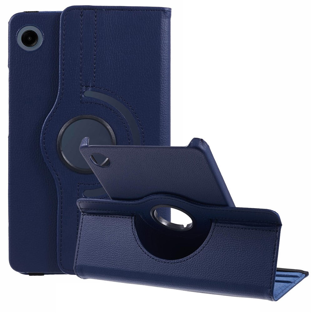 For Samsung Galaxy Tab A11 / A9 Case PU Leather Rotating Stand Tablet Cover - Dark Blue