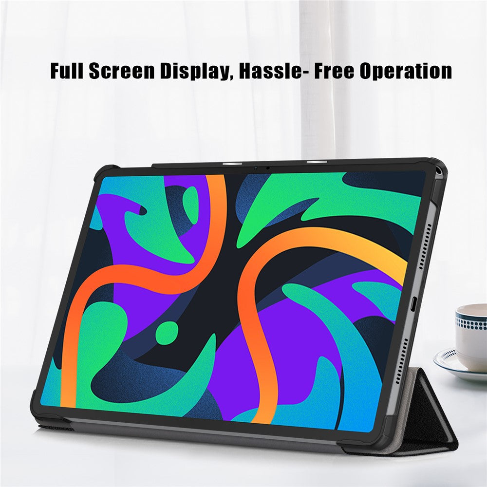For Lenovo Tab M11 / Xiaoxin Pad 11 2024 PU Leather Trifold Stand Cover Smart Tablet Case - Black