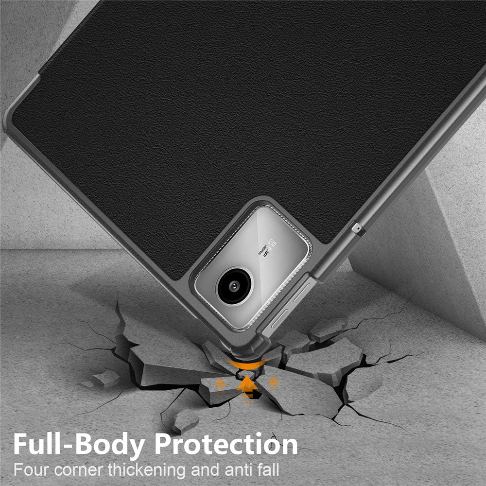 For Lenovo Tab M11 / Xiaoxin Pad 11 2024 PU Leather Trifold Stand Cover Smart Tablet Case - Black