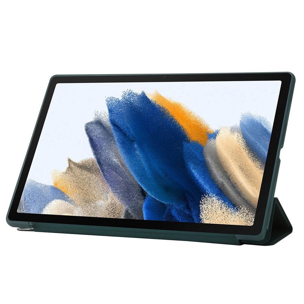 For Samsung Galaxy Tab A9+ Case Origami Stand Leather+Silicone Tablet Cover - Dark Blue