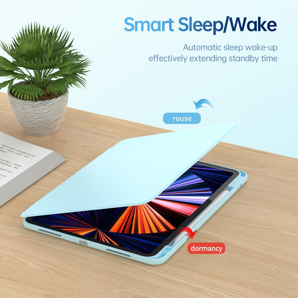 For iPad (2025) / 10.9 (2022) Case Protective surface PU Leather+Acrylic+TPU Wake/sleep Tablet Cover - Pink