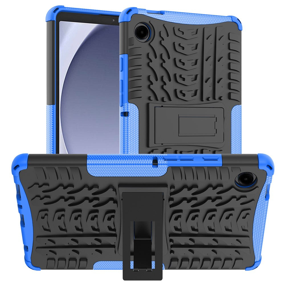 For Samsung Galaxy Tab A9 Kickstand Cover Tire Texture Anti-slip Tablet Case - Blue