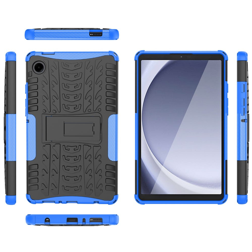 For Samsung Galaxy Tab A9 Kickstand Cover Tire Texture Anti-slip Tablet Case - Blue