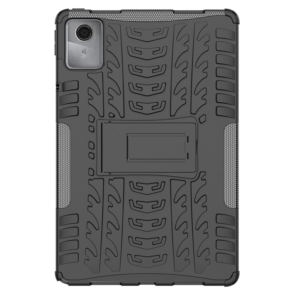 For Lenovo Tab M11 / Xiaoxin Pad 11 2024 Case Tire Texture TPU+PC Tablet Cover with Kickstand - Black