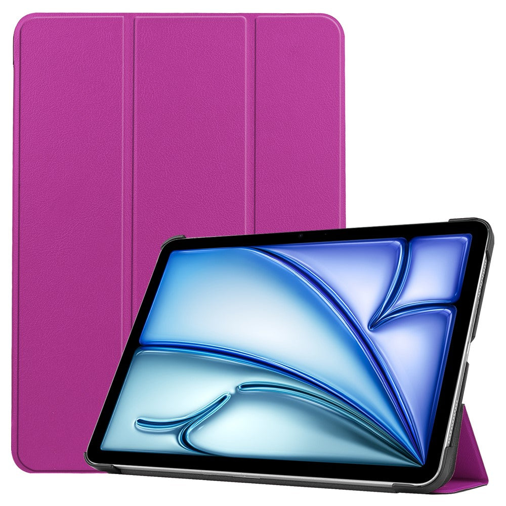 For iPad Air 11 (2025) / (2024) Case PU Leather Protective Tri-Fold Stand Smart Cover - Purple