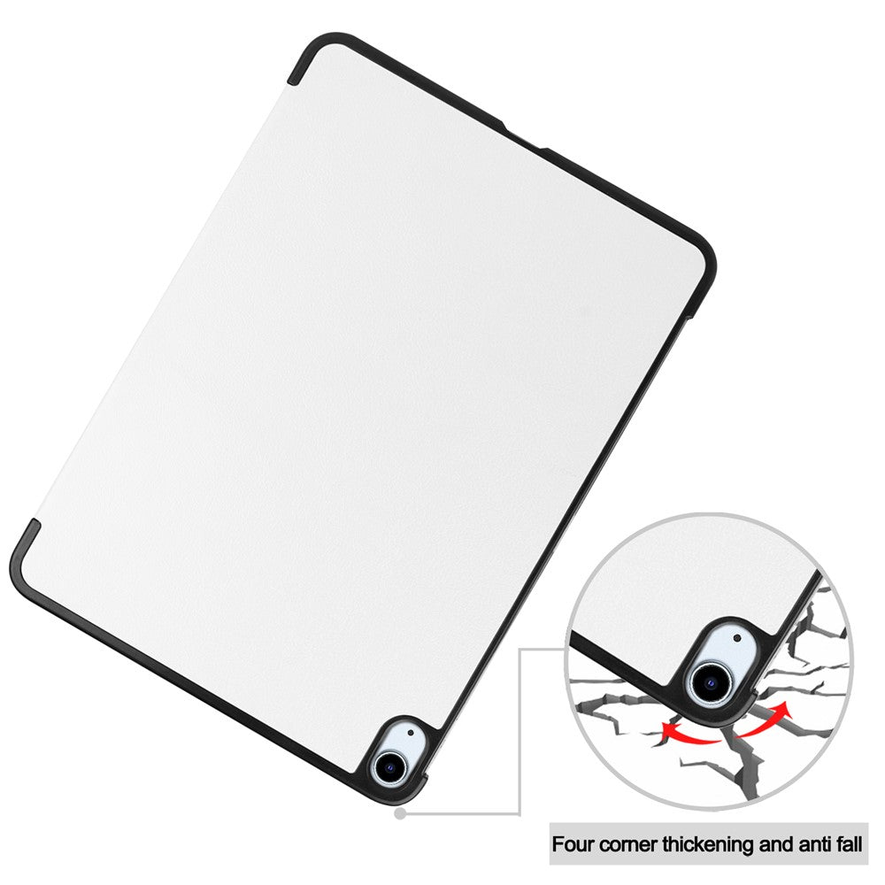 For iPad Air 11 (2025) / (2024) Case PU Leather Protective Tri-Fold Stand Smart Cover - White