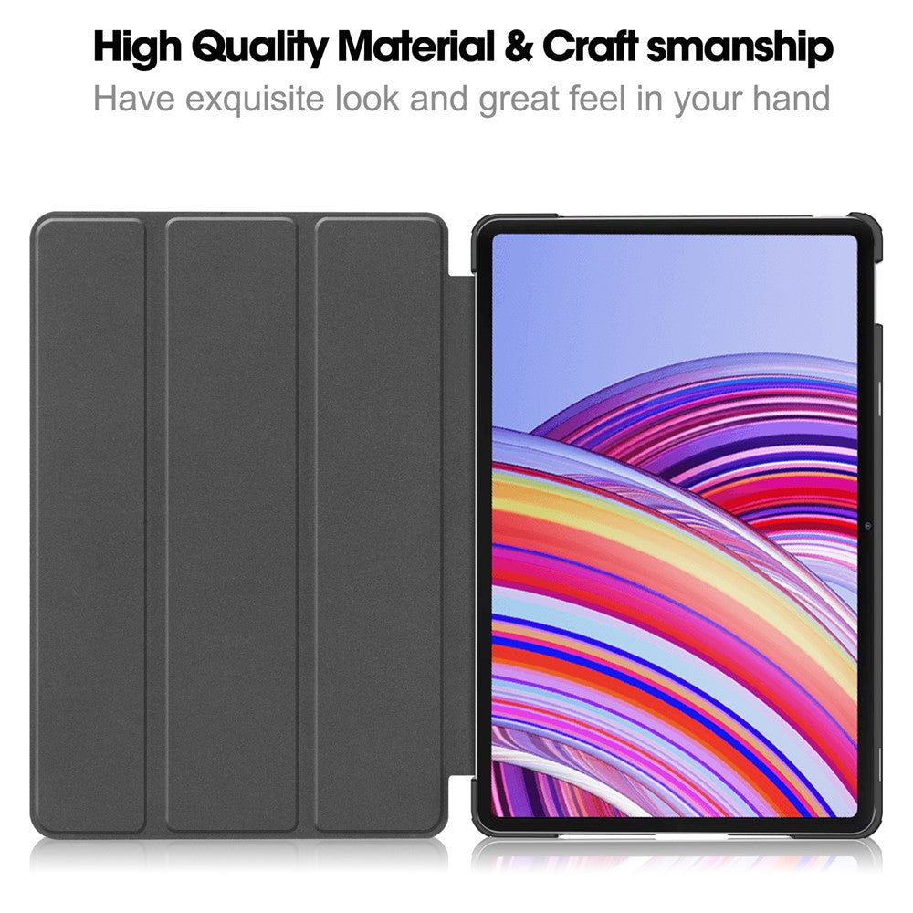Tablet Case for Xiaomi Redmi Pad Pro / Redmi Pad Pro 5G / Poco Pad Tri-Fold Stand Leather Cover - Black