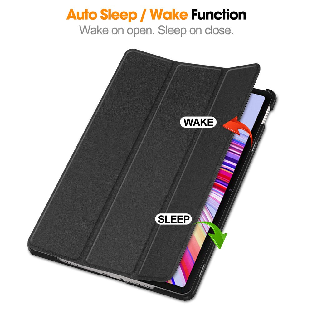 Tablet Case for Xiaomi Redmi Pad Pro / Redmi Pad Pro 5G / Poco Pad Tri-Fold Stand Leather Cover - Black