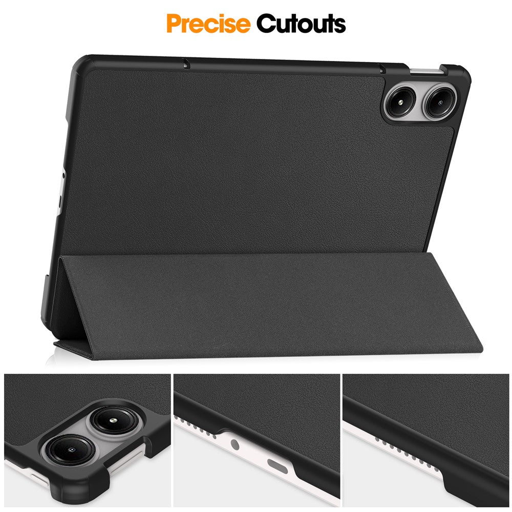 Tablet Case for Xiaomi Redmi Pad Pro / Redmi Pad Pro 5G / Poco Pad Tri-Fold Stand Leather Cover - Black
