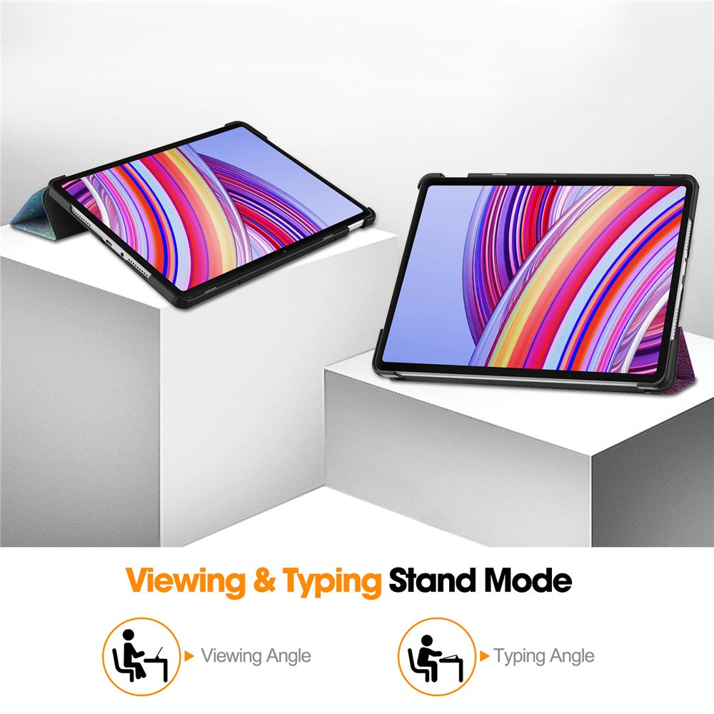 Tablet Case for Xiaomi Redmi Pad Pro/Pad Pro 5G/Xiaomi Poco Pad 4G Auto Wake/Sleep Trifold Stand Pattern Printed Leather Cover - Galaxy