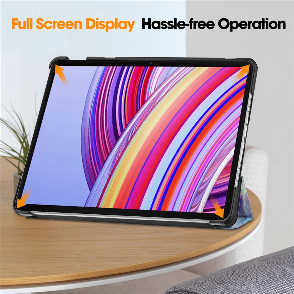 Tablet Case for Xiaomi Redmi Pad Pro/Pad Pro 5G/Xiaomi Poco Pad 4G Auto Wake/Sleep Trifold Stand Pattern Printed Leather Cover - Galaxy