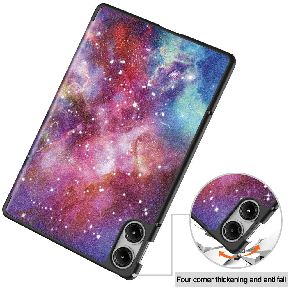 Tablet Case for Xiaomi Redmi Pad Pro/Pad Pro 5G/Xiaomi Poco Pad 4G Auto Wake/Sleep Trifold Stand Pattern Printed Leather Cover - Galaxy