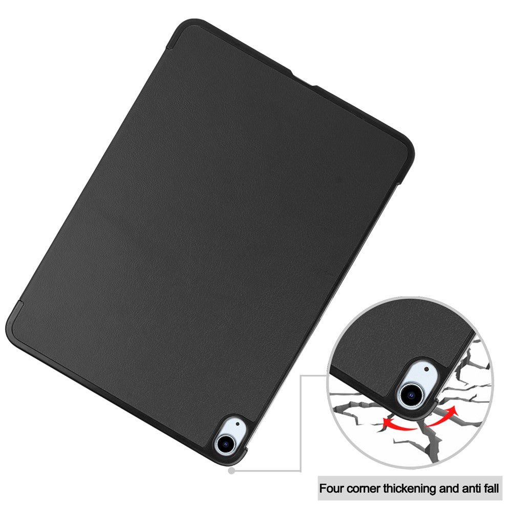 For iPad Air 13 (2025) / (2024) Case Wake/sleep Tri-Fold Stand Leather Tablet Cover - Black