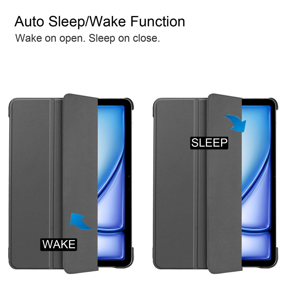 For iPad Air 13 (2025) / (2024) Case Wake/sleep Tri-Fold Stand Leather Tablet Cover - Grey