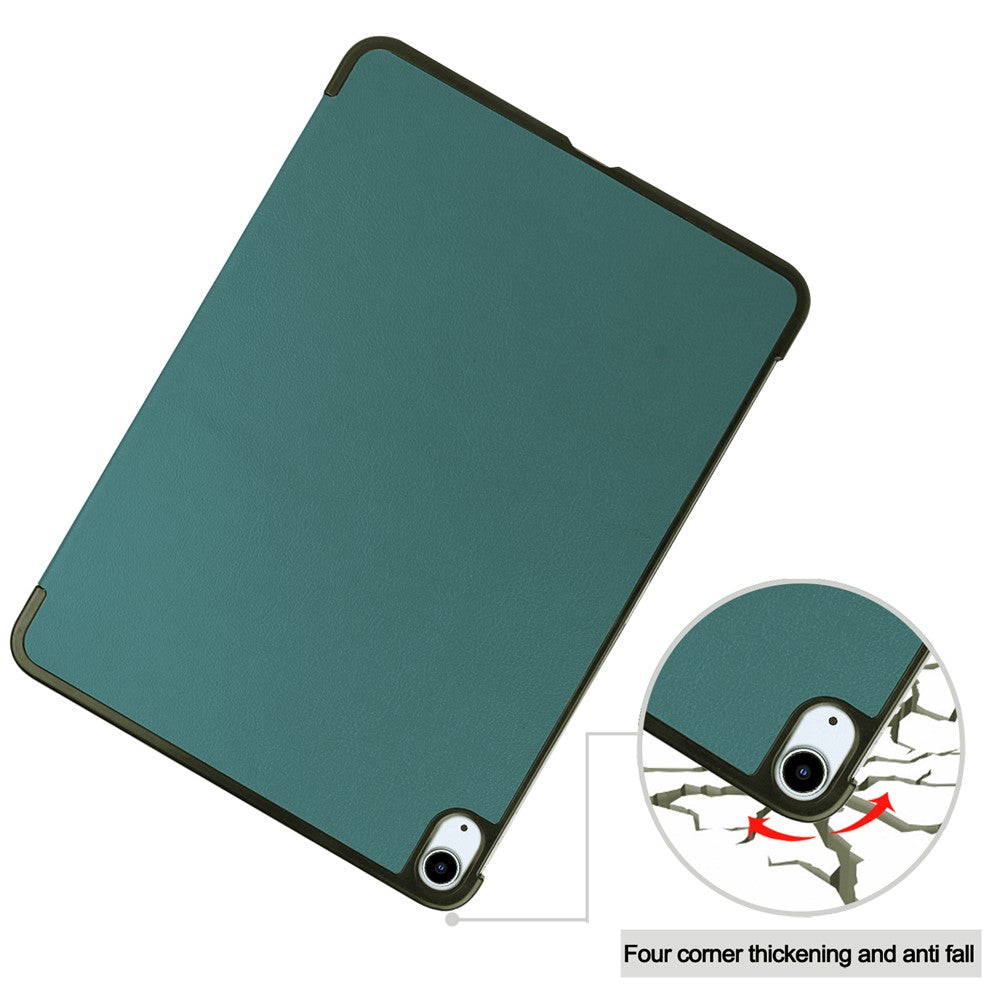 For iPad Air 13 (2025) / (2024) Case Wake/sleep Tri-Fold Stand Leather Tablet Cover - Blackish Green