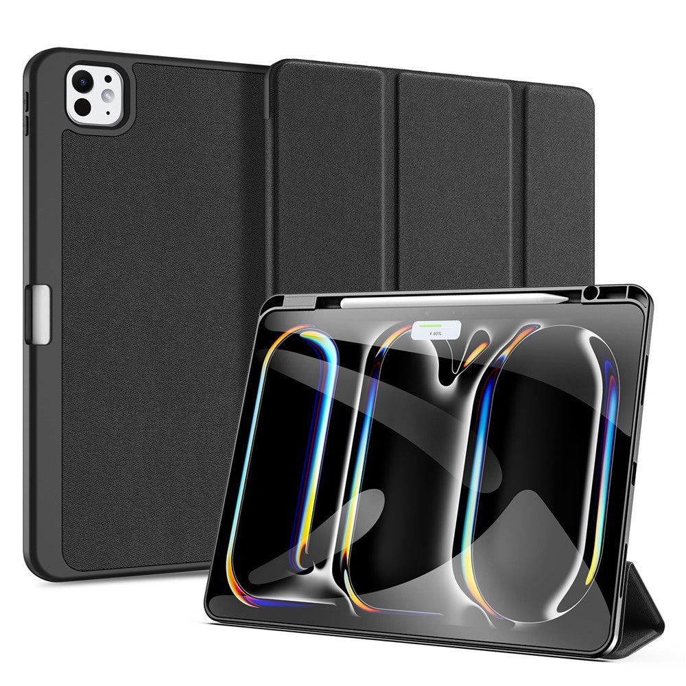 for iPad Pro 13 (2025) / 13 (2024) Case Tri-fold Stand Auto Sleep / Wake Folio Leather Tablet Cover - Black