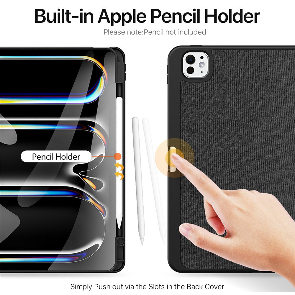 for iPad Pro 13 (2025) / 13 (2024) Case Tri-fold Stand Auto Sleep / Wake Folio Leather Tablet Cover - Black