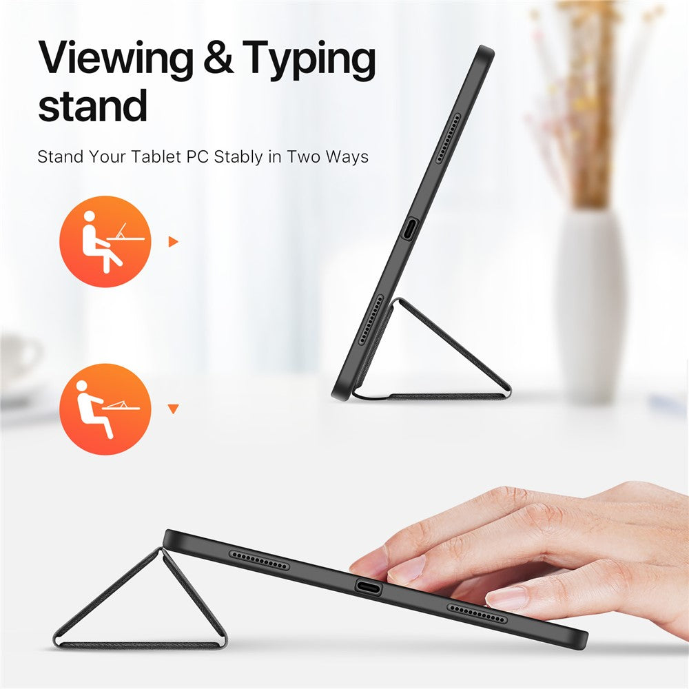 for iPad Air 13 (2025) / (2024) Case Tri-Fold Stand Leather Smart Tablet Cover with Pencil Holder - Black