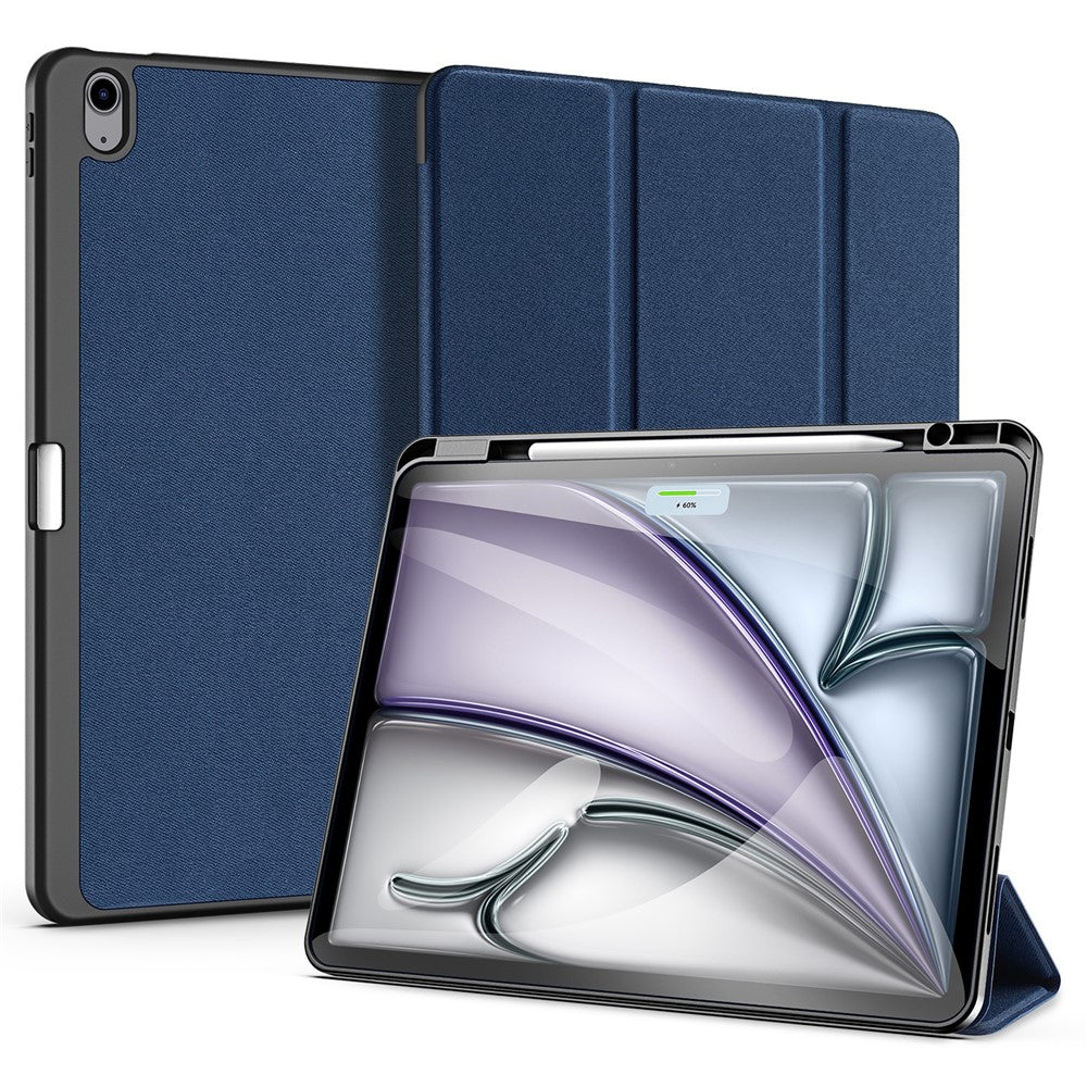 for iPad Air 13 (2025) / (2024) Case Tri-Fold Stand Leather Smart Tablet Cover with Pencil Holder - Blue