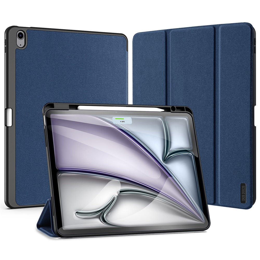 for iPad Air 13 (2025) / (2024) Case Tri-Fold Stand Leather Smart Tablet Cover with Pencil Holder - Blue