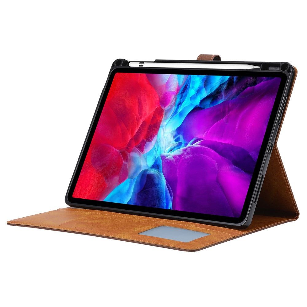 For iPad Pro 13 (2025) / 13 (2024) Case Outer Card Slot Leather Wallet Tablet Cover with Wake/sleep - Black