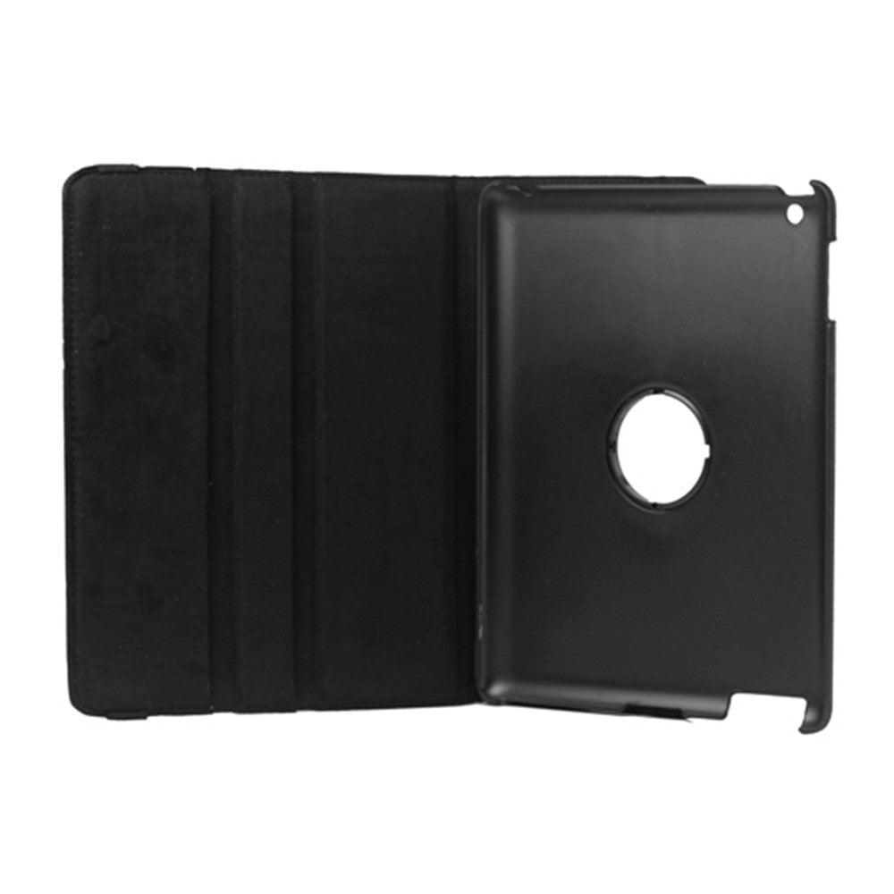 360 Degree Rotating Litchi Surface Leather Case Cover with Stand for iPad 2 / 3 / 4 - Black