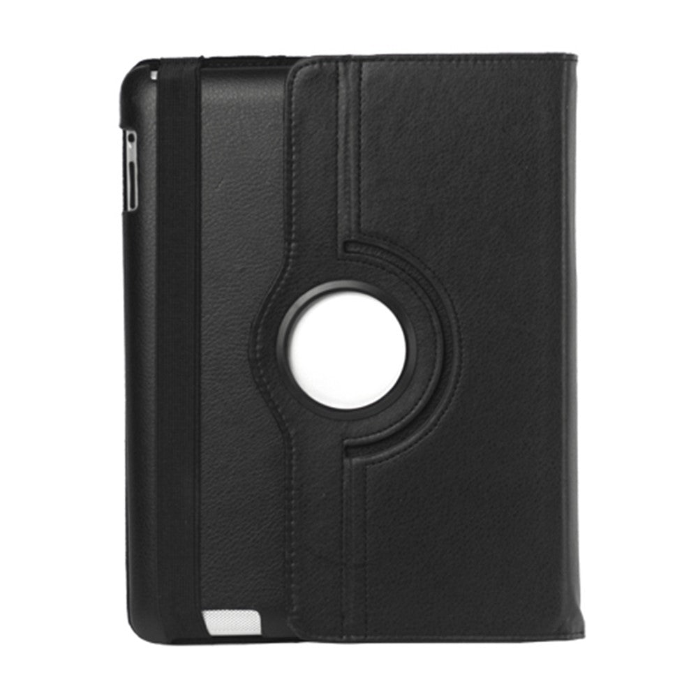 360 Degree Rotating Litchi Surface Leather Case Cover with Stand for iPad 2 / 3 / 4 - Black